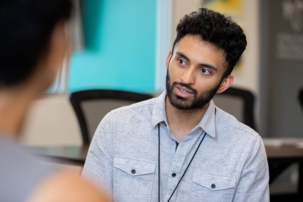 A young adult in a counselling session